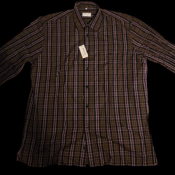 Georg Roth Germany Men's Brown Multicolored Plaid Button-Down Shirt (Size XL) - Picture 1 of 2